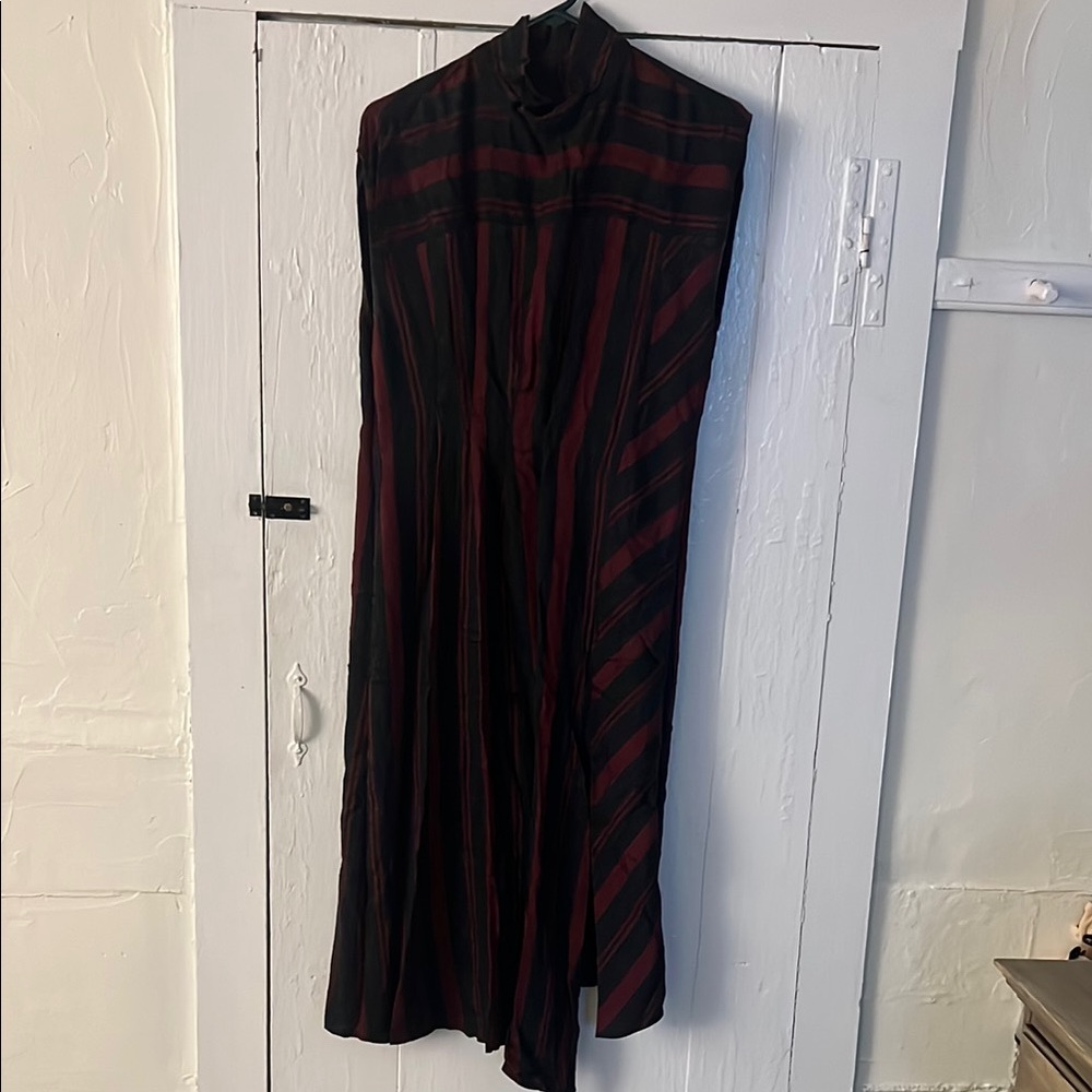 Zara Red and Gray Sheath Maxi Dress Sleeveless Mock Neck